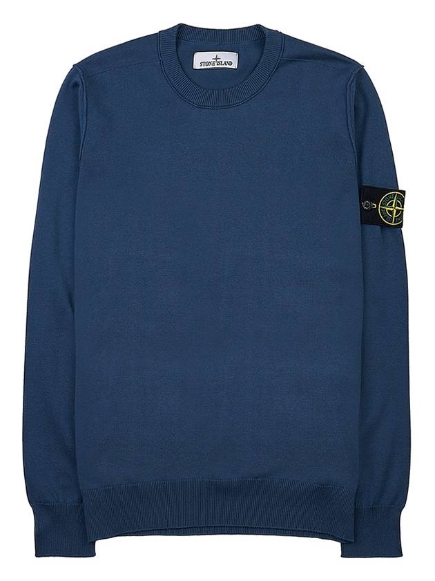 Logo Patch Knit Top Blue - STONE ISLAND - BALAAN 11