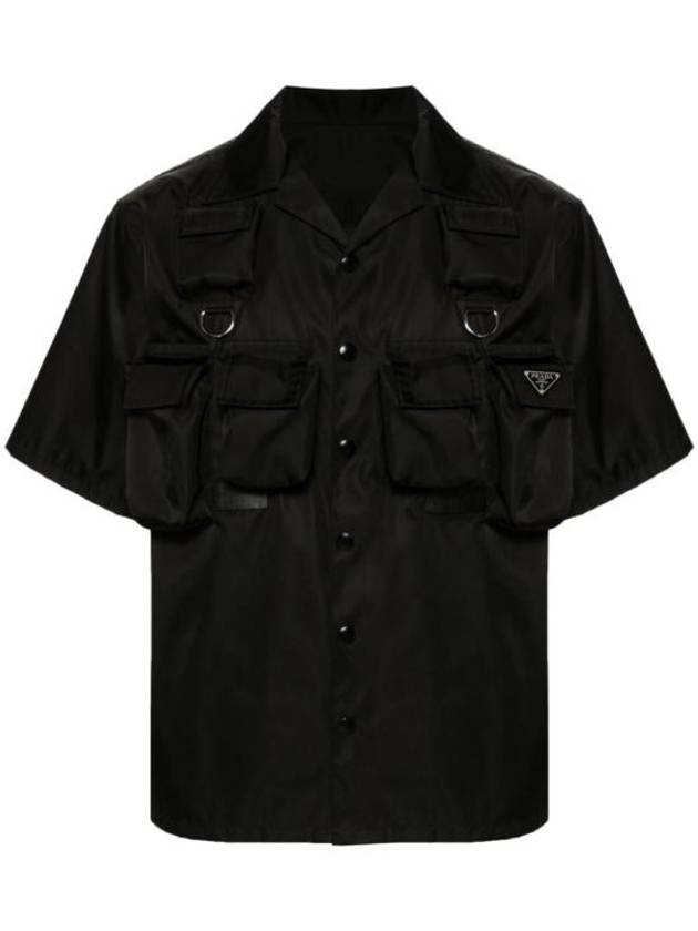 Short Sleeved Re Nylon Shirt Black - PRADA - BALAAN 2