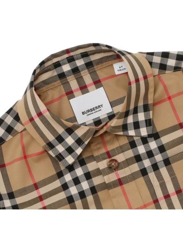 Vintage Check Stretch Cotton Long Sleeve Shirt Beige - BURBERRY - BALAAN 4