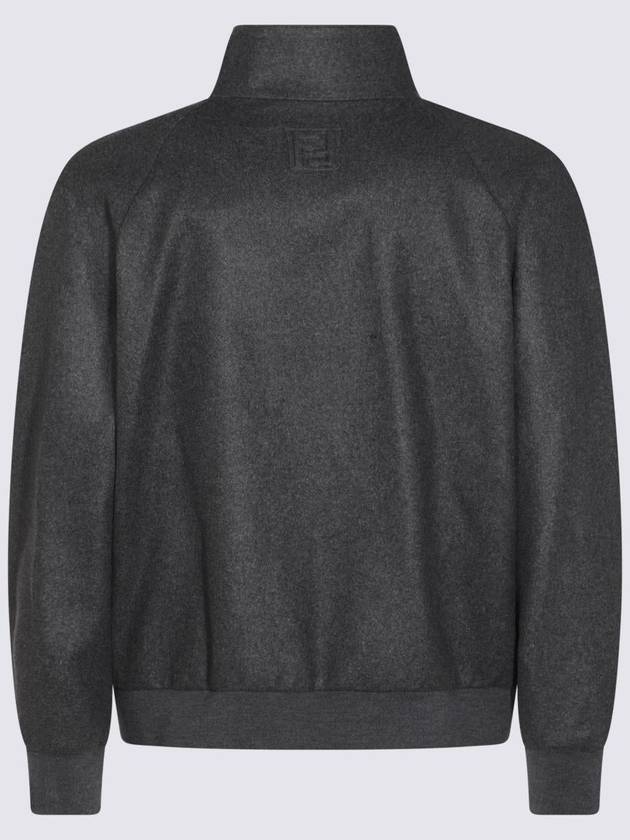 High Neck Cashmere Bomber Jacket Grey - FENDI - BALAAN 3