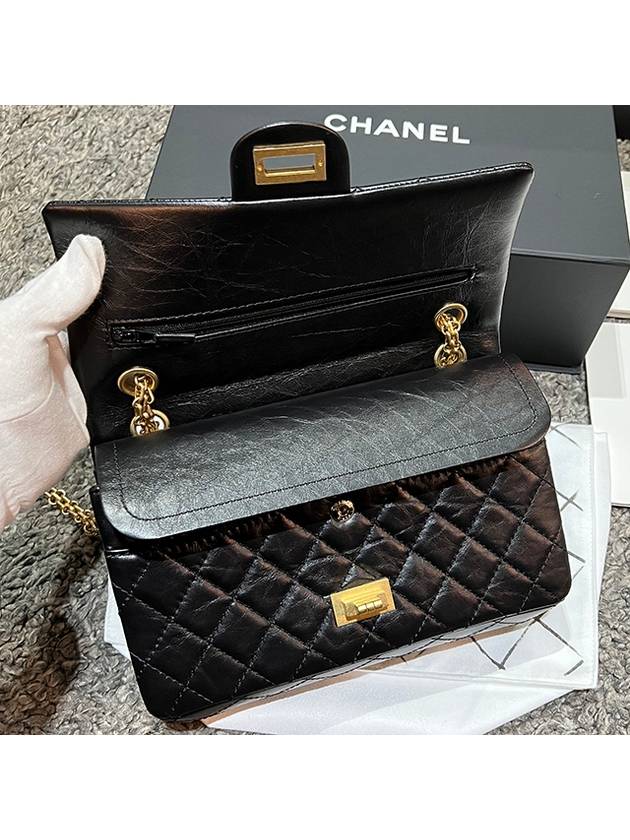 Gold 255 Medium Flap Chain Shoulder Bag Black - CHANEL - BALAAN 7