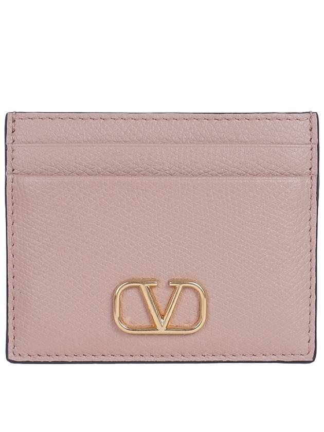 Women s V Logo Card Wallet Pink Beige 5W2P0V32 SNP GF9 - VALENTINO - BALAAN 1