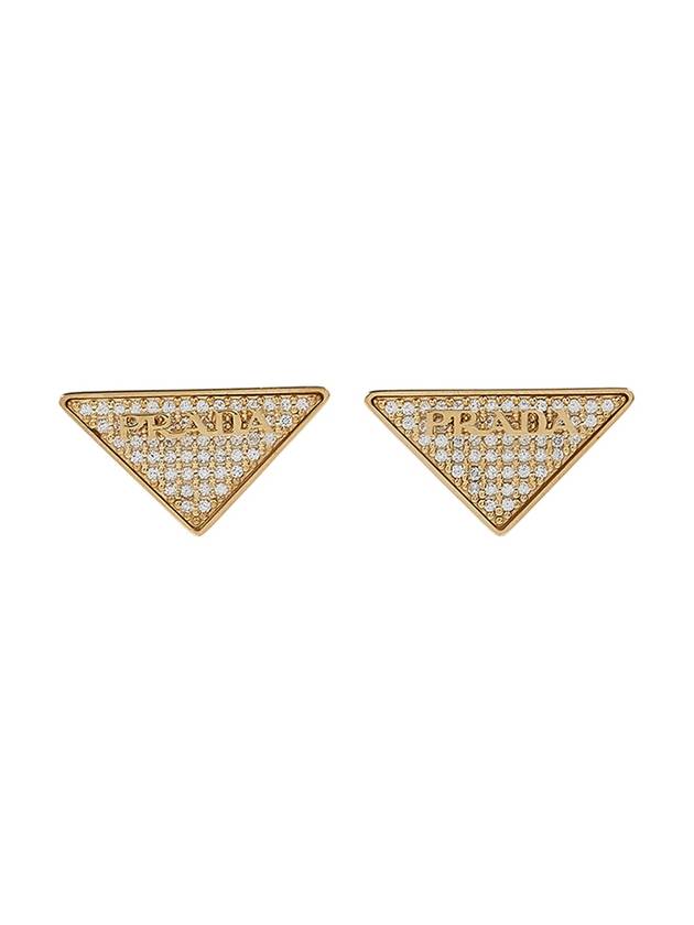 Crystal Logo Zirconie Earrings Gold - PRADA - BALAAN 8