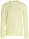 Fox head Patch Regular Round Neck Pullover Knit Top Light Yellow - MAISON KITSUNE - BALAAN 3