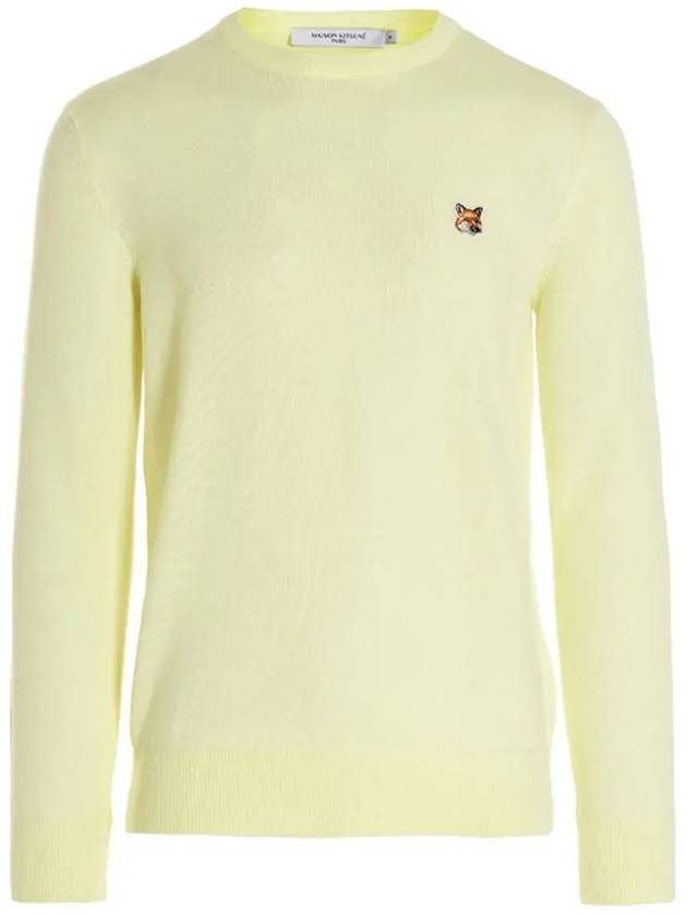 Fox head Patch Regular Round Neck Pullover Knit Top Light Yellow - MAISON KITSUNE - BALAAN 3