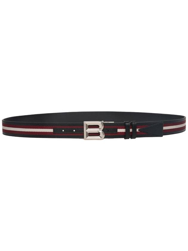 B Bold Reversible Fabric Leather Belt Red White - BALLY - BALAAN 1