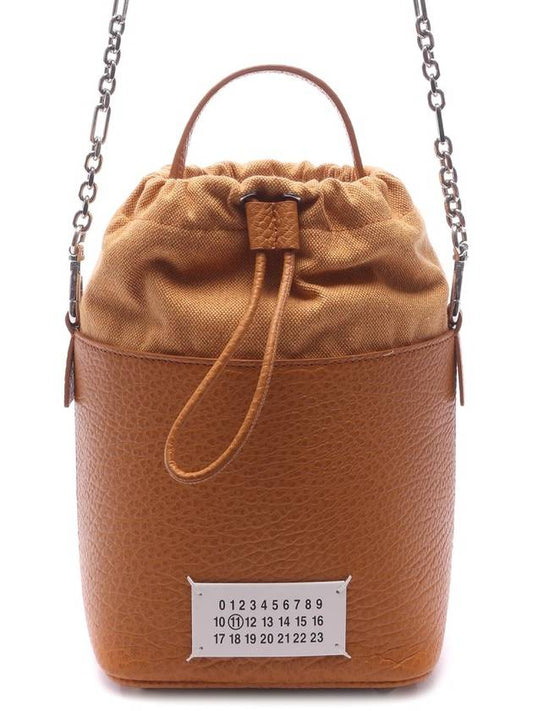 5AC Number Logo Texture Leather Bucket Bag Mustard - MAISON MARGIELA - BALAAN 2