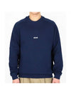 Micro Logo Cotton Sweatshirt Navy - MSGM - BALAAN 1