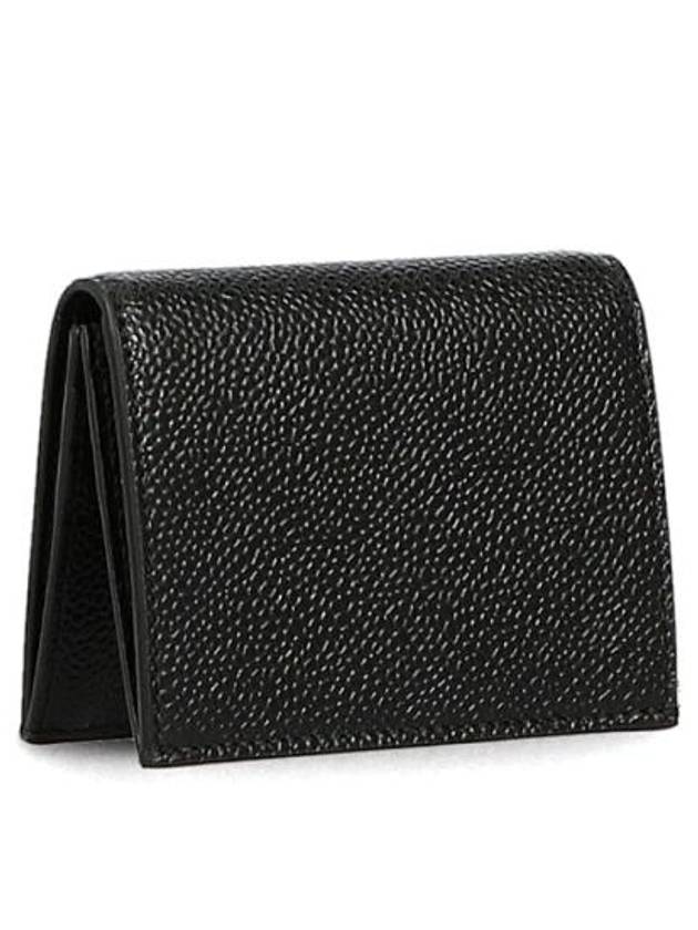 Pebble Grained Leather Double Card Wallet Black - THOM BROWNE - BALAAN 5