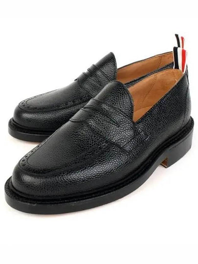 Men's Pebble Grain Leather Penny Loafers Black - THOM BROWNE - BALAAN 2