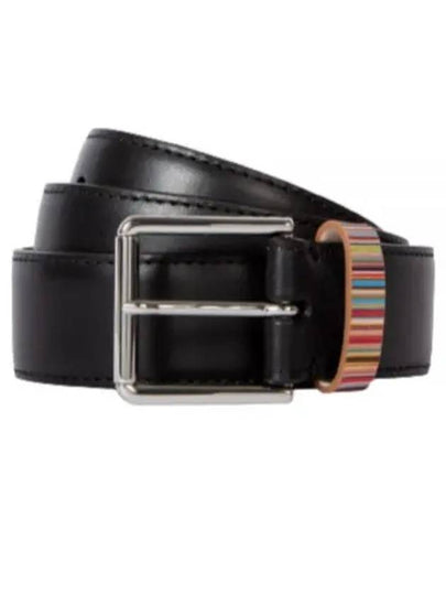 Signature Striped Leather Belt Black - PAUL SMITH - BALAAN 2