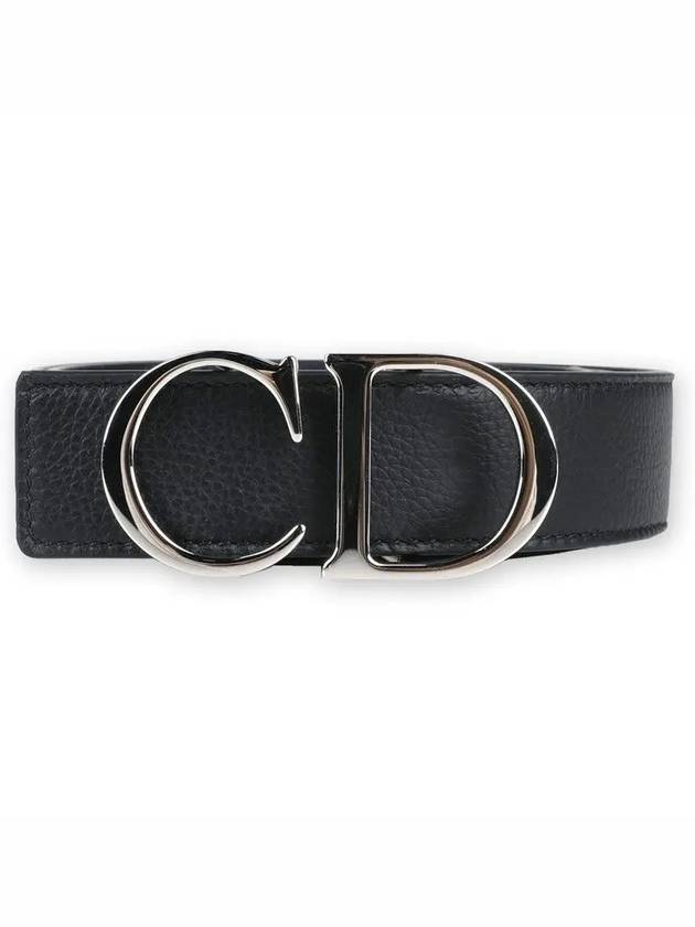 CD Logo Reversible Leather Belt Black Navy - DIOR - BALAAN 3