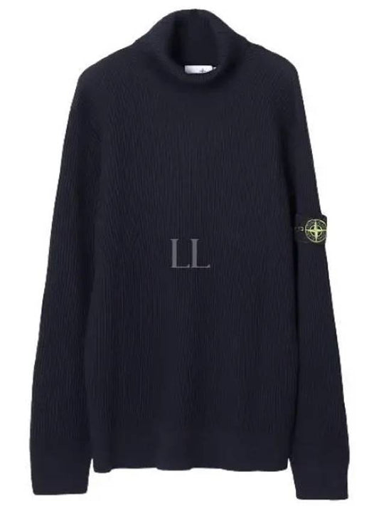 Men's Logo Patch Turtleneck Navy - STONE ISLAND - BALAAN 2