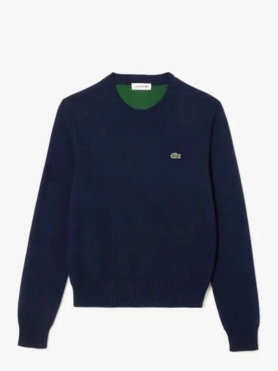 Cotton Crew Neck Knit Top Navy - LACOSTE - BALAAN 2