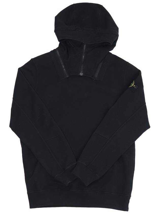 Wappen Patch Brushed Cotton Fleece Hoodie Black - STONE ISLAND - BALAAN 2