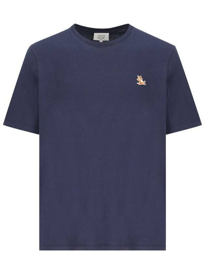 Chillax Fox Patch Regular Short Sleeve T-Shirt Blue - MAISON KITSUNE - BALAAN 2