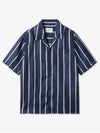 Striped Short Sleeve Shirt Nautic Blue - AMI - BALAAN 2