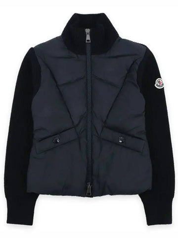 Kids Logo Patch Knit Padding Mix Jacket Navy 9B00001 M1131 742 8 10A - MONCLER - BALAAN 1