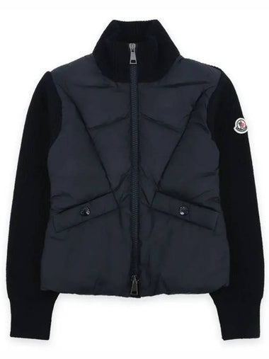 Kids Logo Patch Knit Padding Mix Jacket Navy 9B00001 M1131 742 8 10A - MONCLER - BALAAN 1