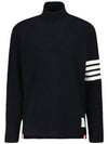 Men's Diagonal Striped High Neck Wapple Knit Top Navy - THOM BROWNE - BALAAN 2