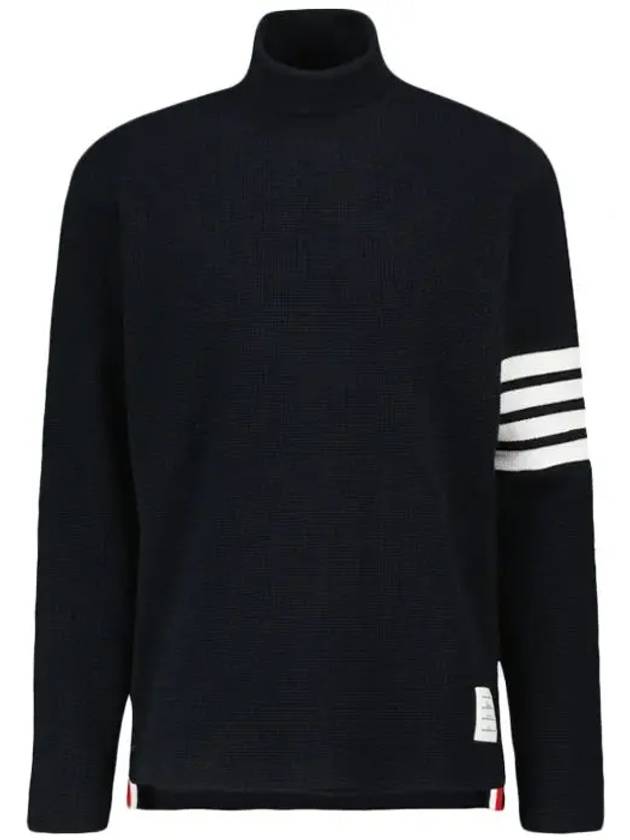 Men's Diagonal Striped High Neck Wapple Knit Top Navy - THOM BROWNE - BALAAN 2