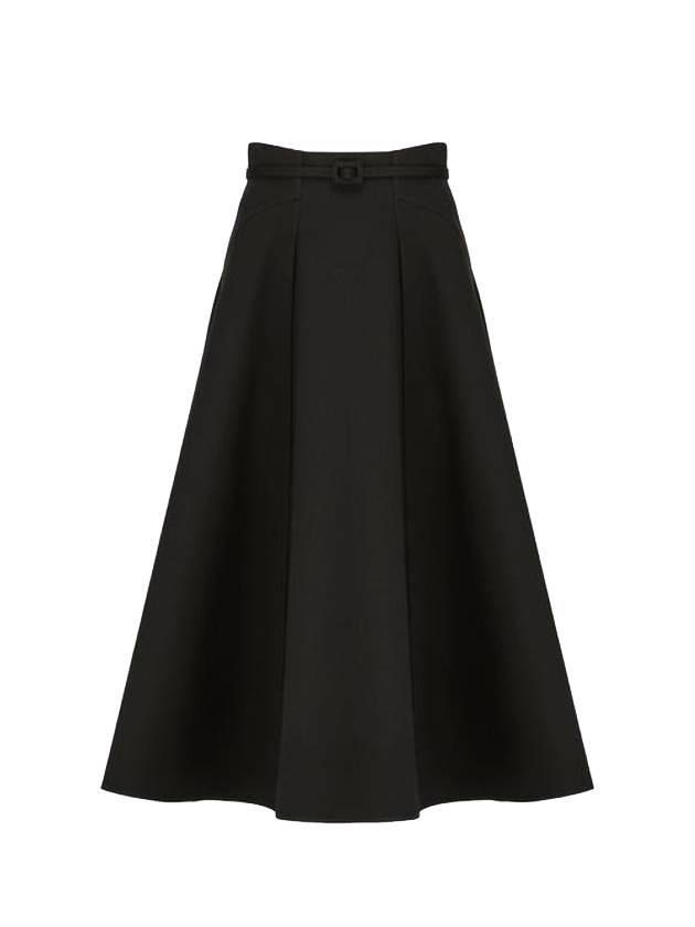 Signature Wool Silk Midi A-line Skirt Black - DIOR - BALAAN 1