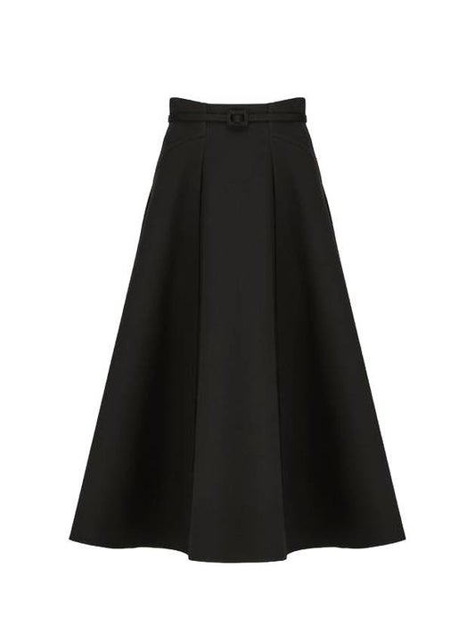 Signature Wool Silk Midi A-line Skirt Black - DIOR - BALAAN 1