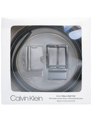 Reversible doublesided embossed 2buckle leather belt - CALVIN KLEIN - BALAAN 1