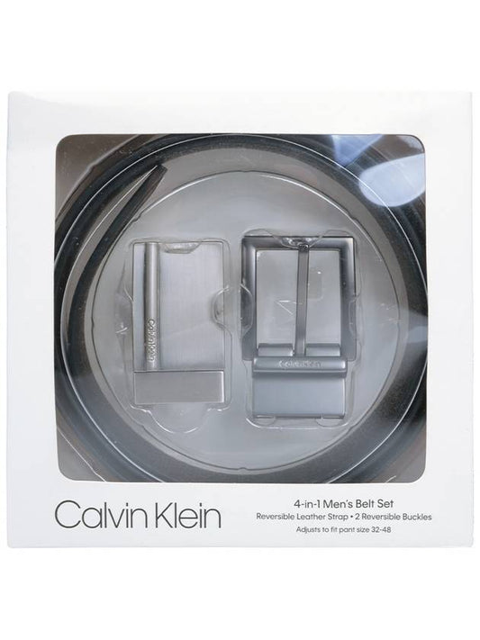 Reversible doublesided embossed 2buckle leather belt - CALVIN KLEIN - BALAAN 1