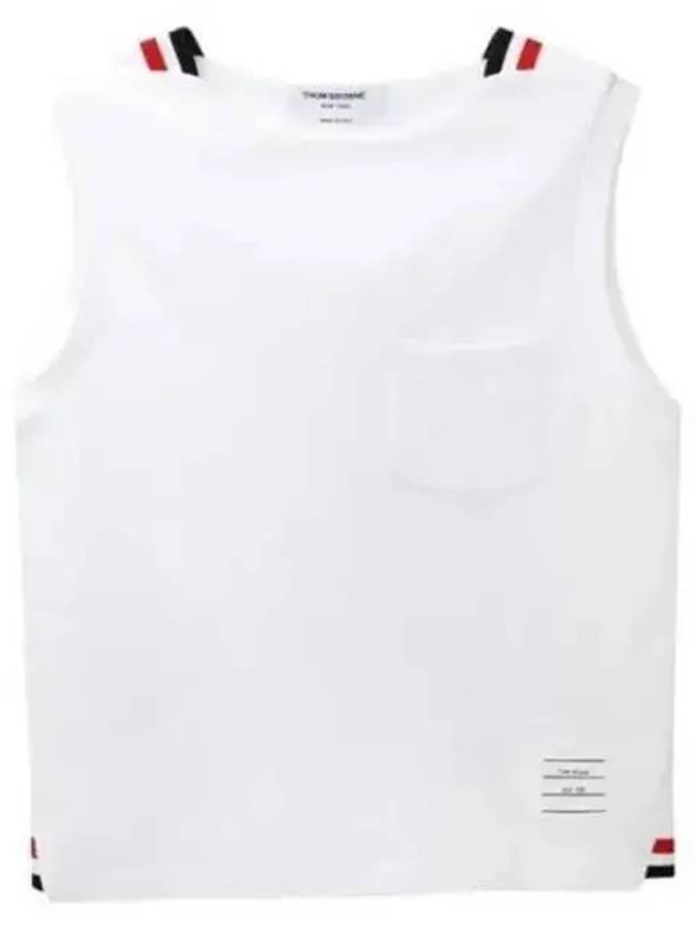 Women's Pick Rib Gusset Boat Neck Sleeveless White - THOM BROWNE - BALAAN 2