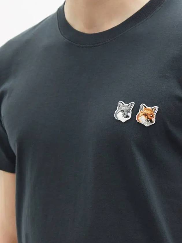 Double Fox Head Patch Classic Short Sleeve T-Shirt Anthracite - MAISON KITSUNE - BALAAN 5