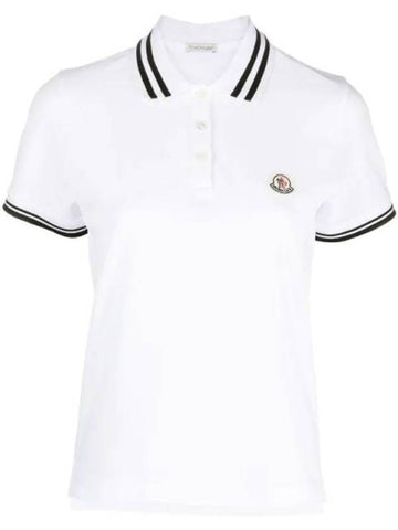 Logo Patch Cotton Short Sleeve Polo Shirt White - MONCLER - BALAAN 1