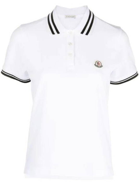Logo Patch Cotton Short Sleeve Polo Shirt White - MONCLER - BALAAN 1