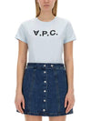 VPC Logo Organic Cotton Short Sleeve T-Shirt Blue - A.P.C. - BALAAN 1