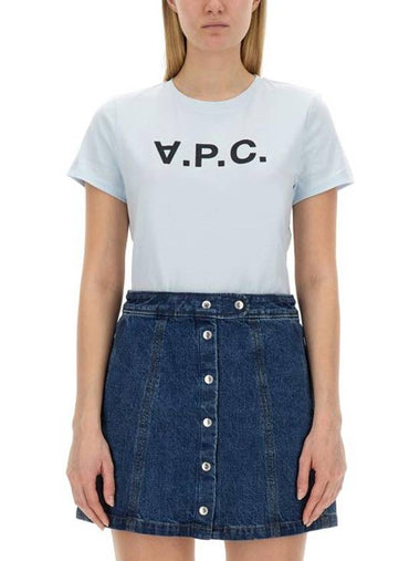 VPC Logo Organic Cotton Short Sleeve T-Shirt Blue - A.P.C. - BALAAN 1