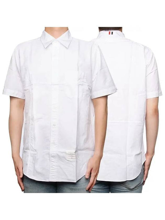 Oxford Short Sleeve Shirt White - THOM BROWNE - BALAAN.