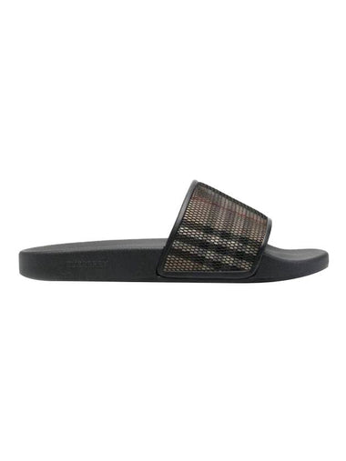 Checked Cotton Mesh Slippers Archives Beige - BURBERRY - BALAAN 1