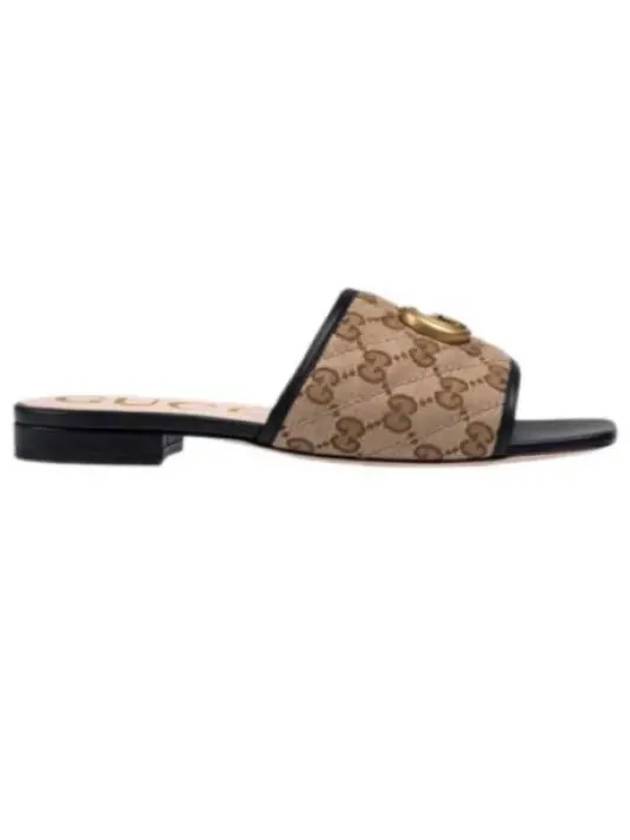 Women's GG Matelasse Canvas Slide Sandals Mule Black - GUCCI - BALAAN 2