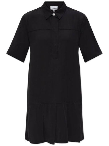 Ganni Pleated Dress, Women's, Black - GANNI - BALAAN 1