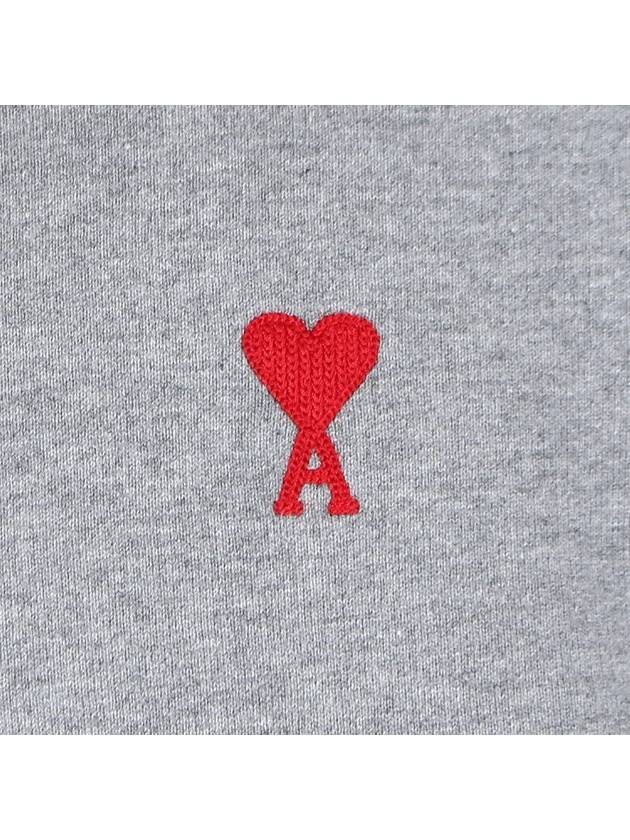 Small Heart Logo Cotton Hoodie Grey - AMI - BALAAN 7