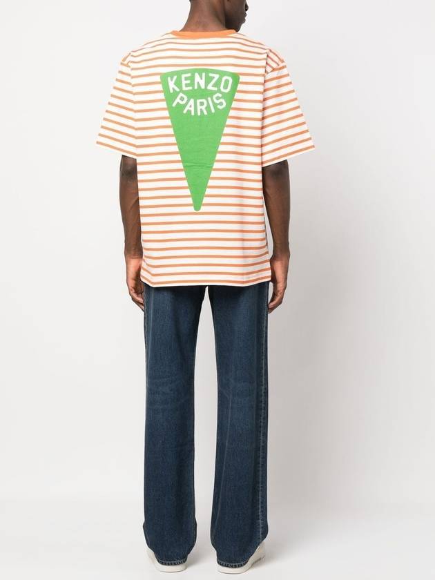 Nautical Stripes Oversized Cotton Short Sleeve T-Shirt Orange - KENZO - BALAAN 3