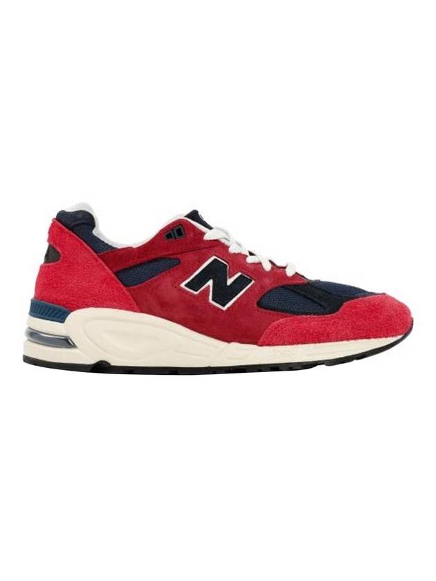 Men's 990v2 Mesh Upper Low Top Sneakers Red - NEW BALANCE - BALAAN 1