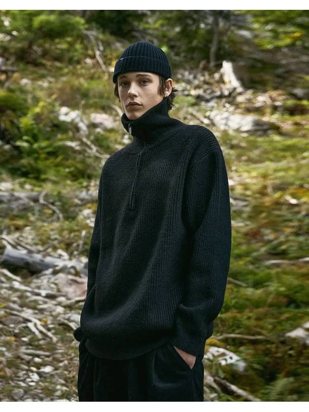 overfit volume half zip-up ribbed turtleneck black - FLUKE - BALAAN 1