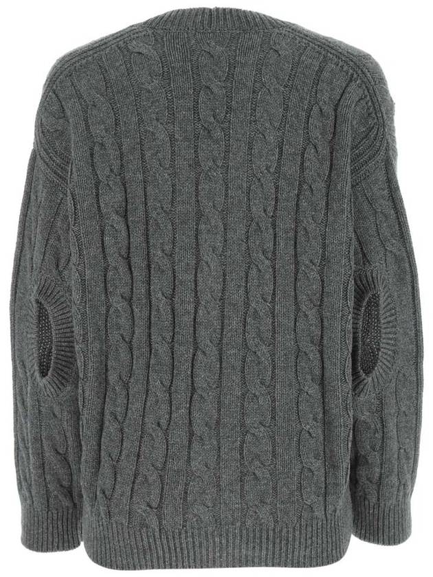 cable cashmere cardigan slate gray - PRADA - BALAAN 3