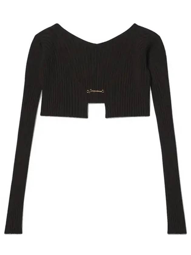 La Maille Pralu Micro Charm Logo Cardigan Black - JACQUEMUS - BALAAN 2