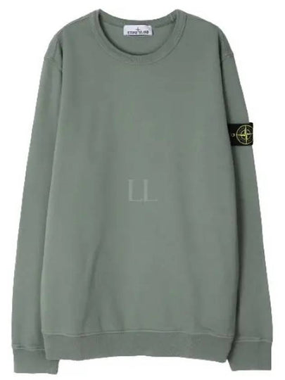 Brushed Cotton Fleece Garment Dyed Crewneck Sweatshirt Sage Green - STONE ISLAND - BALAAN 2