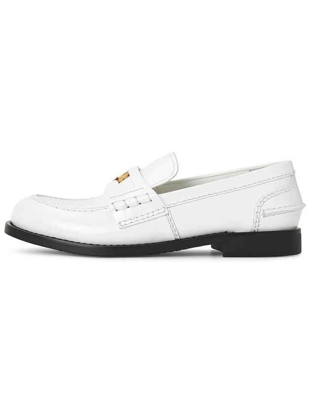 Brushed Leather Penny Loafers White - MIU MIU - BALAAN 4