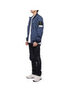 Compass Badge Pleated Windbreaker Dark Blue - STONE ISLAND - BALAAN 5