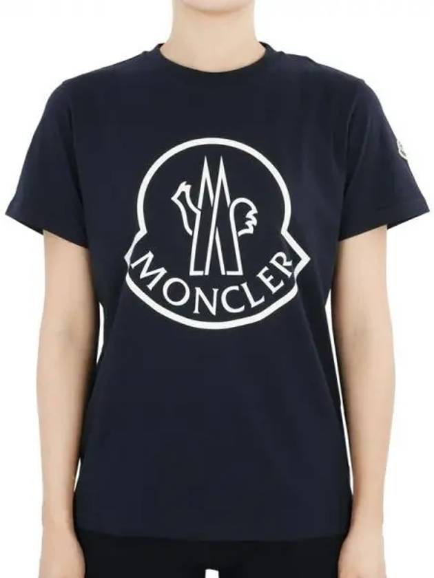 Kids lettering logo patch short sleeve navy 8C00005 83907 778 12 14A Adult wearable 270107 1053887 - MONCLER - BALAAN 1