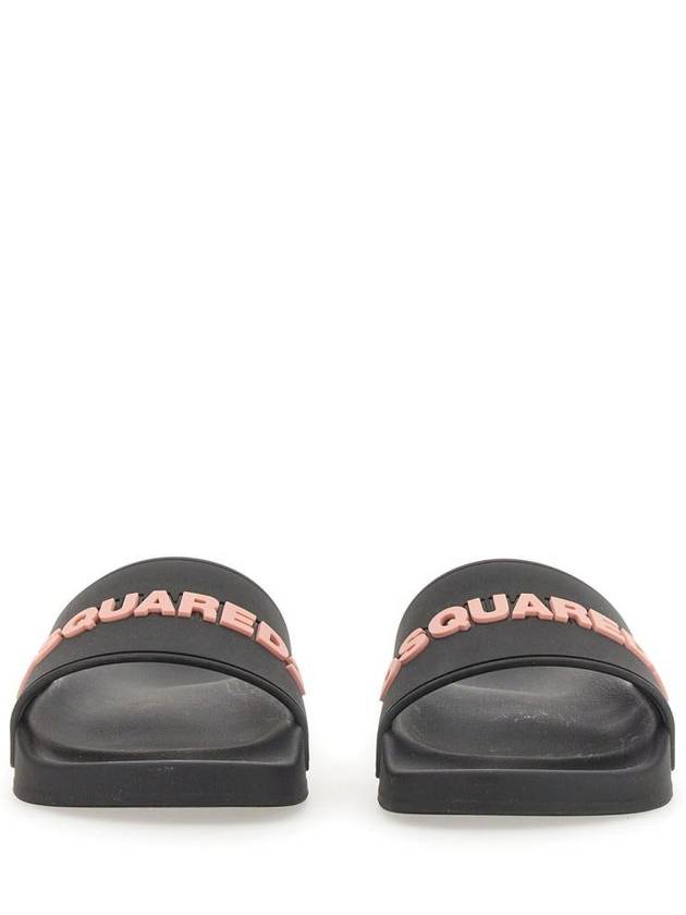 pink logo slippers black - DSQUARED2 - BALAAN 5